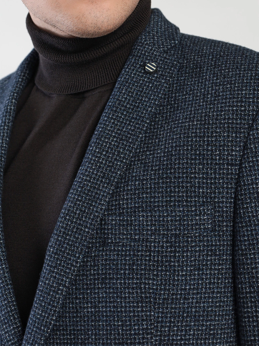 Пиджак однобортный из смесовой шерсти в клетку